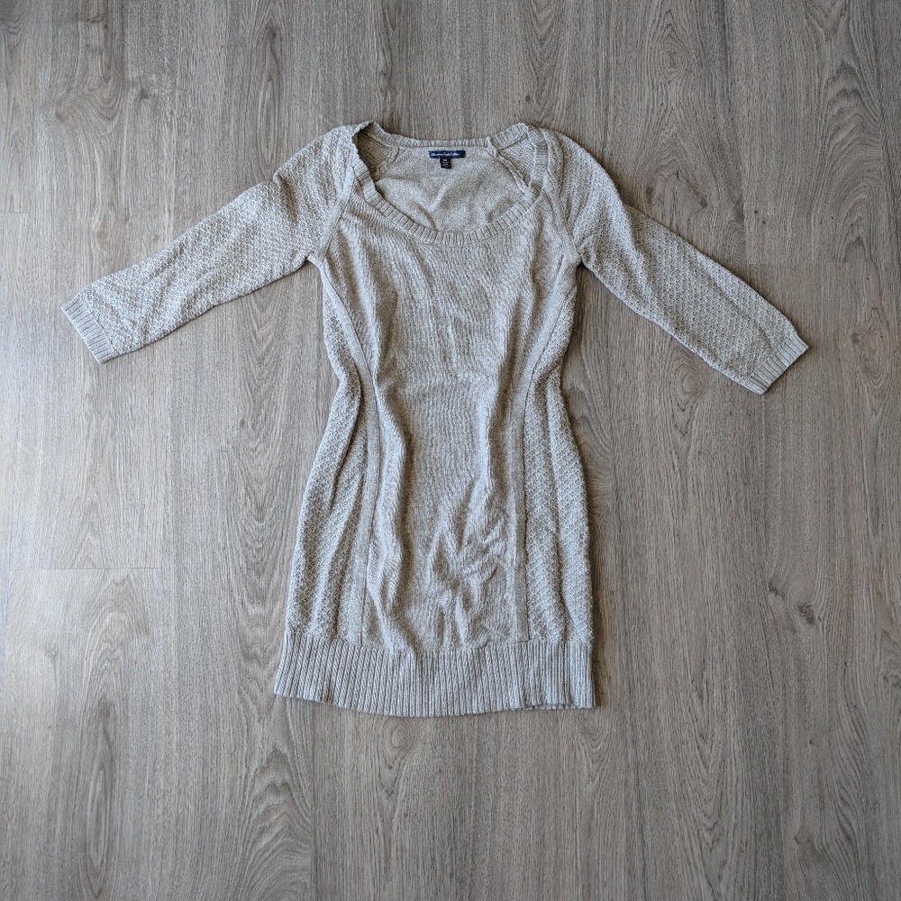 American Eagle Neutral Beige Sweater Tunic Dress